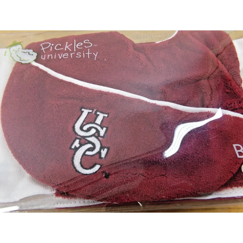 Pickles University of South Carolina Hooded Towel Set & Bib / Burp Cloth Set New